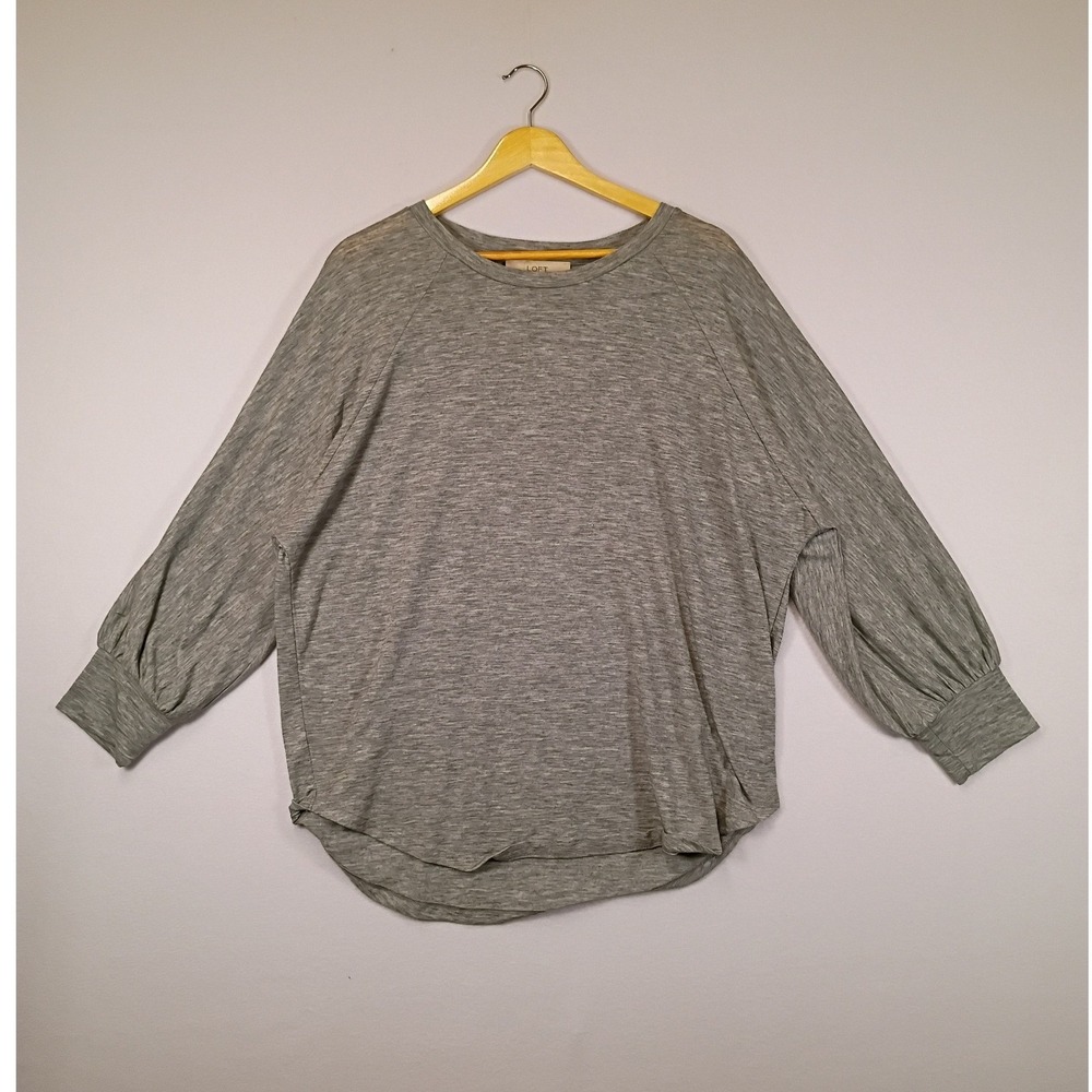 Casual LOFT Womens Large Grey Dolman Sleeve Oversized Heathered Pullover Top